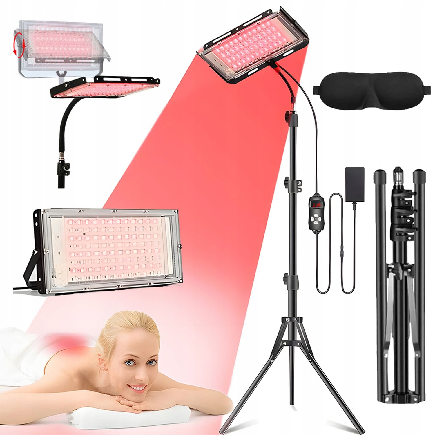 2IN1 INFRARED STANDING HEALING LAMP HANGING LIGHT TRIPOD BLACK