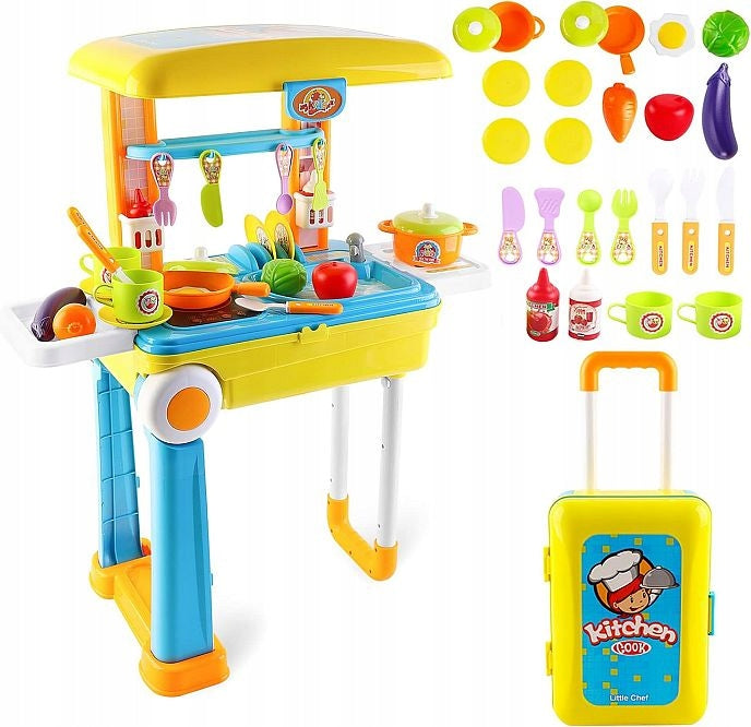 2IN1 SMALL COOK KITCHEN SUITCASE TROLLEY ON WHEELS 24 elements