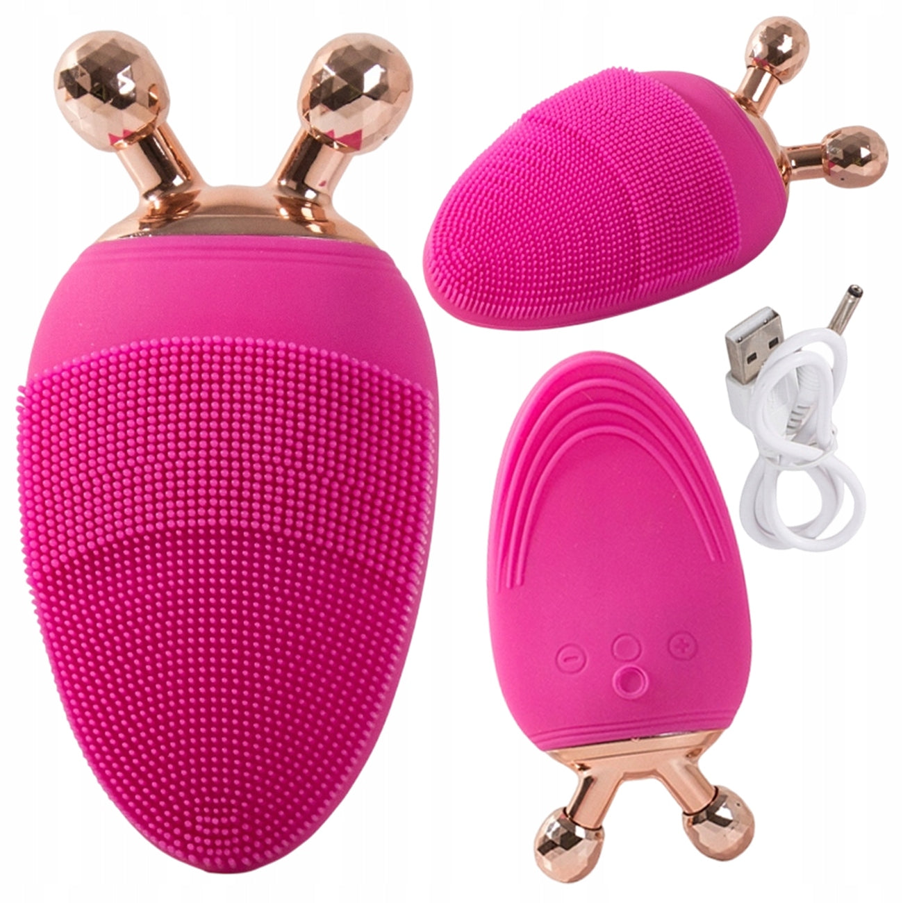 2IN1 SONIC FACIAL CLEANING BRUSH 3D BALL ROLLER SMOOTHES