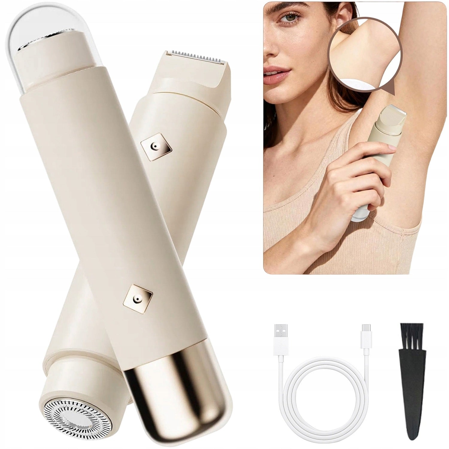 2IN1 WOMEN'S BODY SHAVER BIKINI LEG ARMPIT CORDLESS WATERPROOF