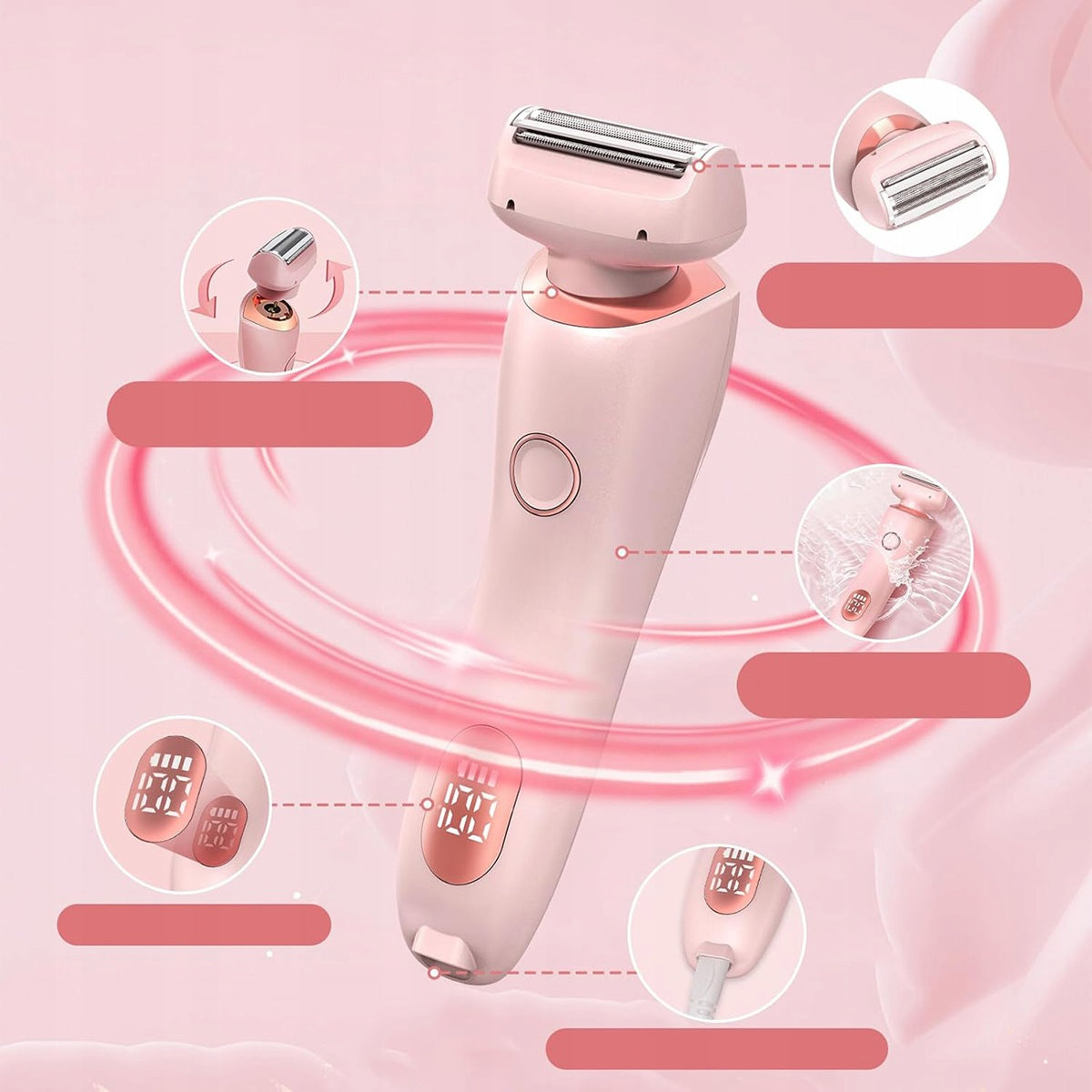 2IN1 WOMEN'S SHAVER Bikini Leg Body EPILATOR TRIMMER ARMPIT MUSTACHE EYEBROW USB Model 4016184614717