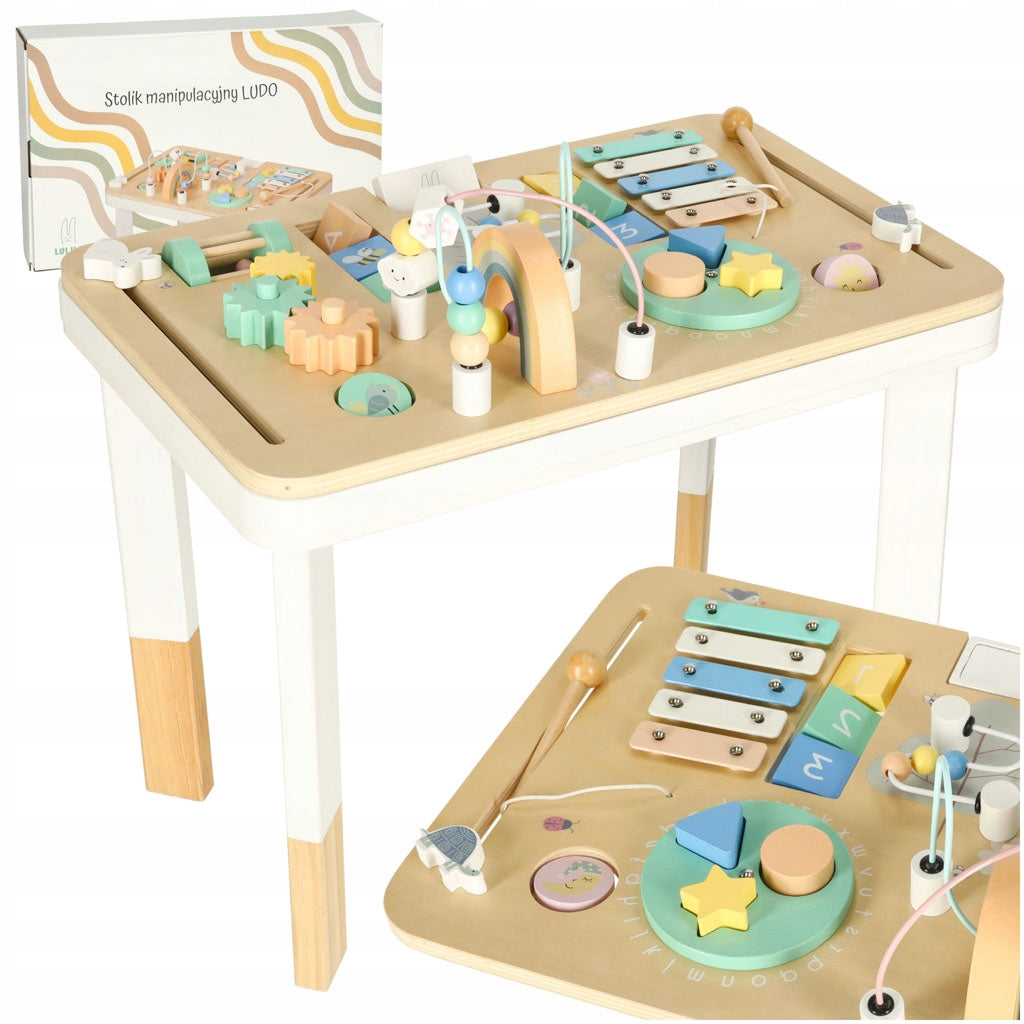 2IN1 WOODEN SENSORY TABLE MANIPULATION BOARD FOR KIDS Brand Lulilo