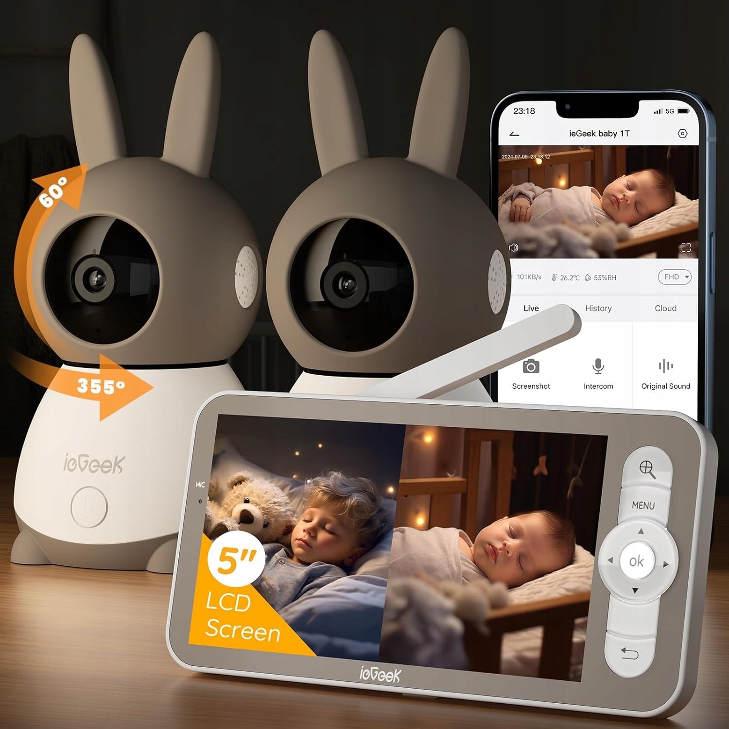 2K NANNY ELECTRONIC CAMERA 2 CAMERA Automatic Tracking Recording Packaging status original