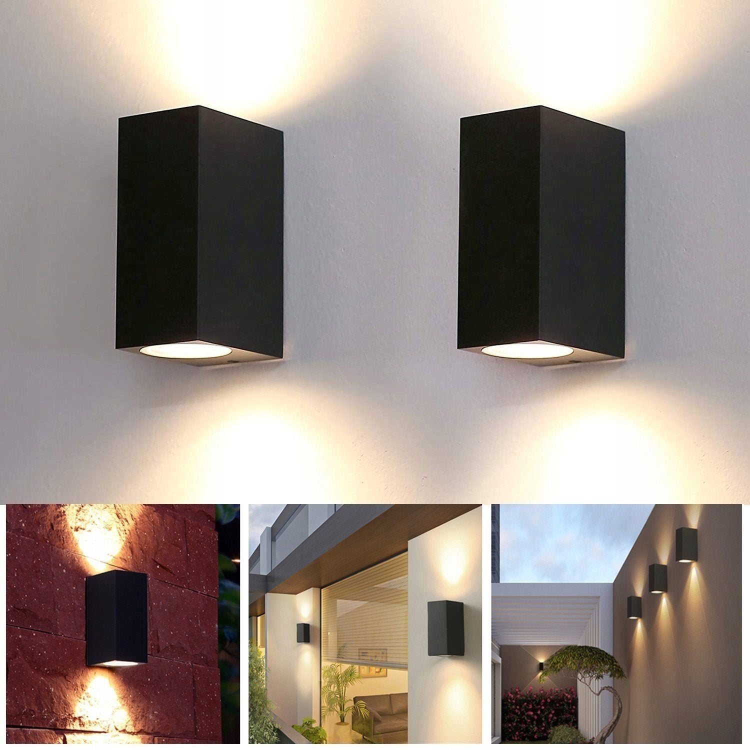 2PCS 10W LED WALL LAMP 15CM OUTDOOR GARDEN LAMP IP65 FACADE METAL BLACK Packaging status original