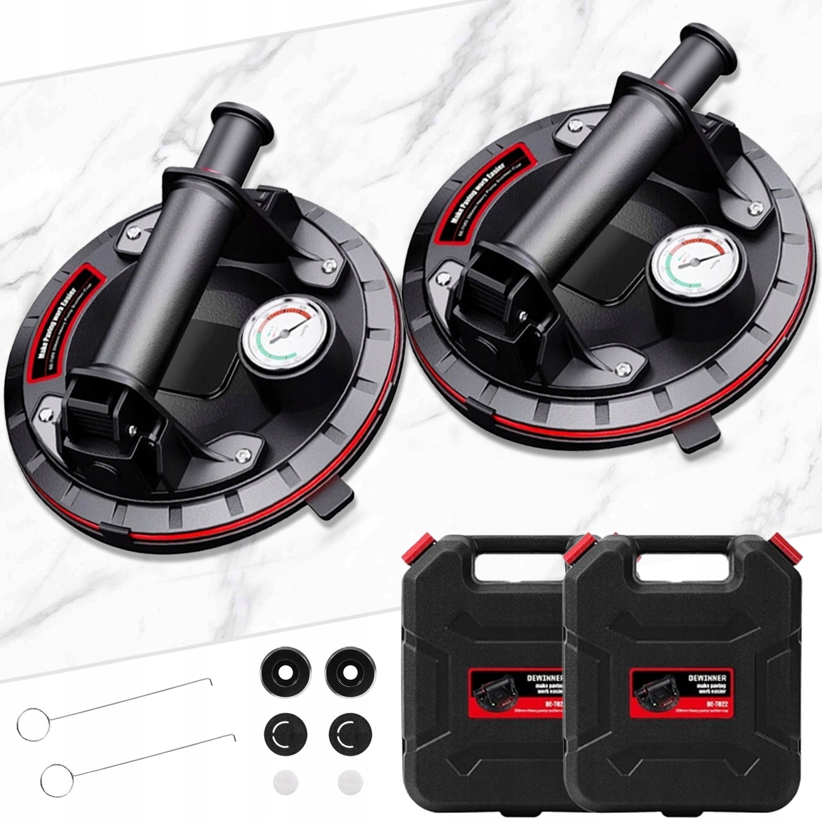 2PCS SUCTION CUP ELECTRIC VACUUM GLAZE HOLDER PRESSURE GAUGE Brand no brand