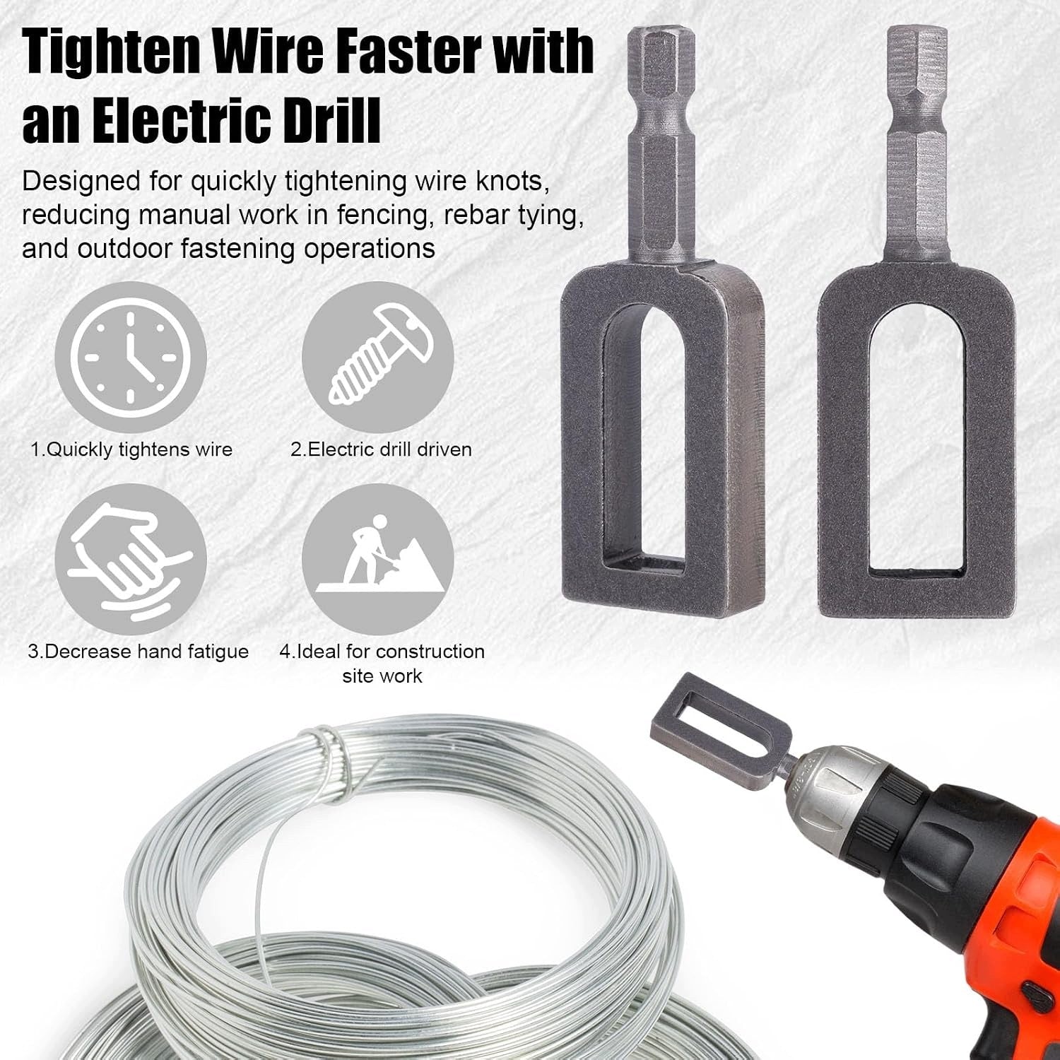 2PCS WIRE TWISTING TOOLS FOR DRILL CARBON STEEL UNIVERSAL Manufacturer code NARZĘDZIE SKRĘCANIA DRUTU WIERTARKA STAL