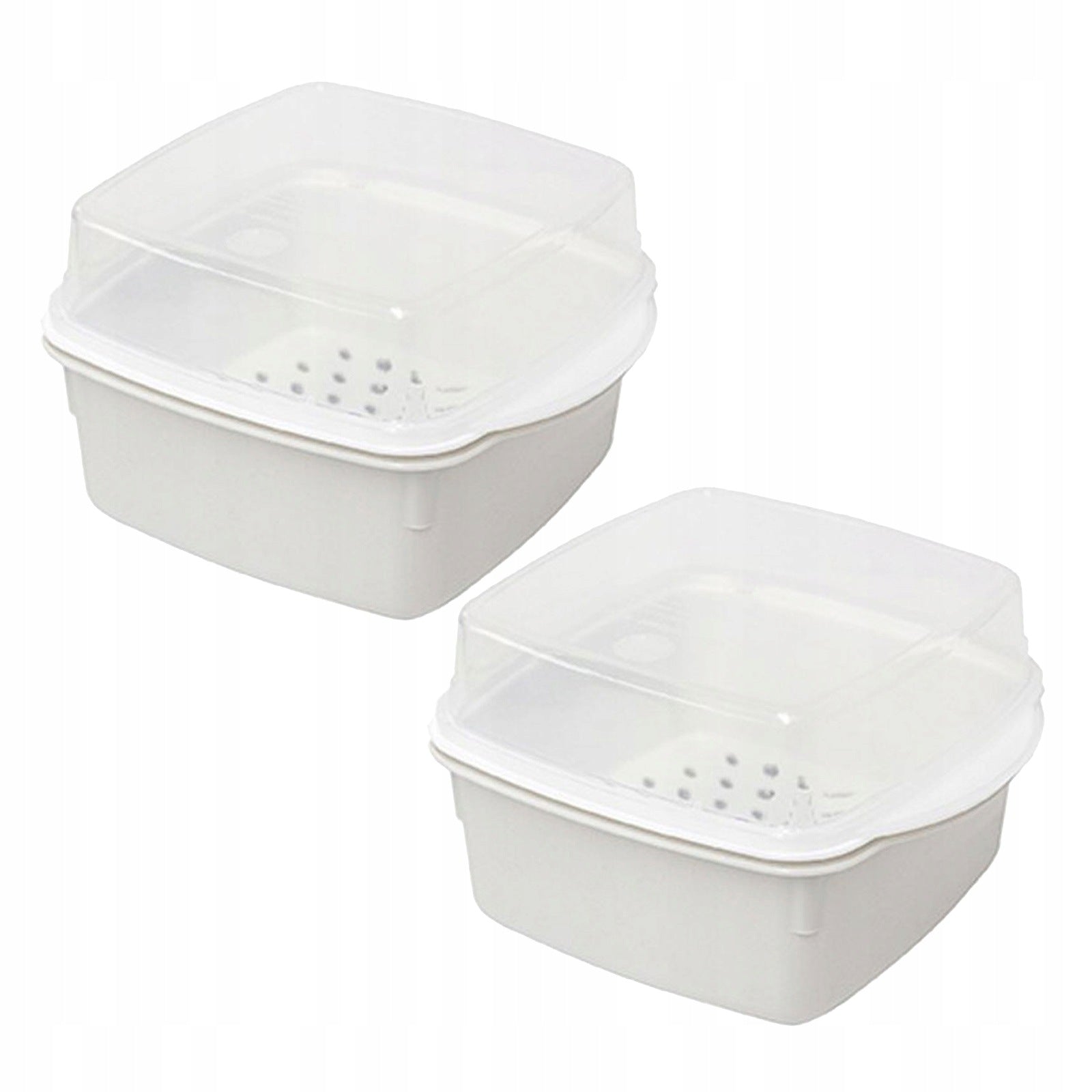 2Pcs White Microwave Vegetable Steamer with Tray for Quick, Healthy Cooking Dominant color white