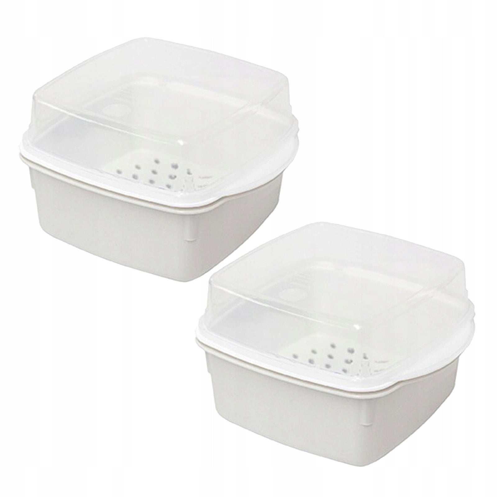 2SZT BIAŁY ZESTAW POJEMNIKÓW DO GOTOWANIA NA PARZE W MIKROFALÓWCE Dominant color white