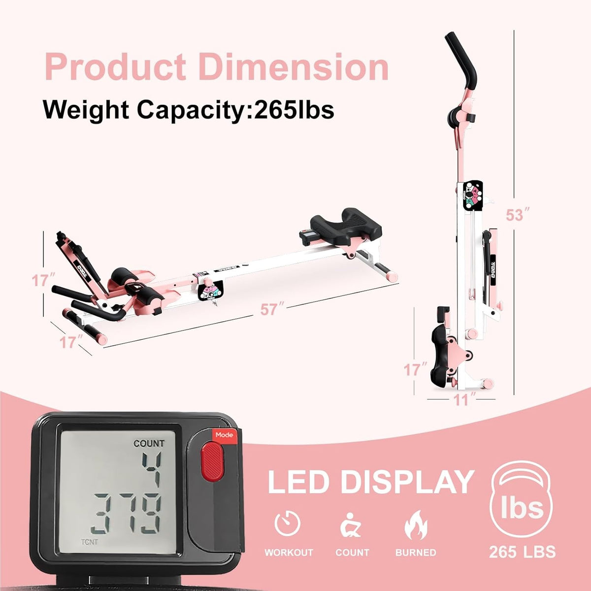 2X 3-IN-1 HOUSEHOLD ROWING MACHINE FOLDING WITH LCD ABDOMINAL AND WHOLE BODY TRAINING 120 Brand no brand