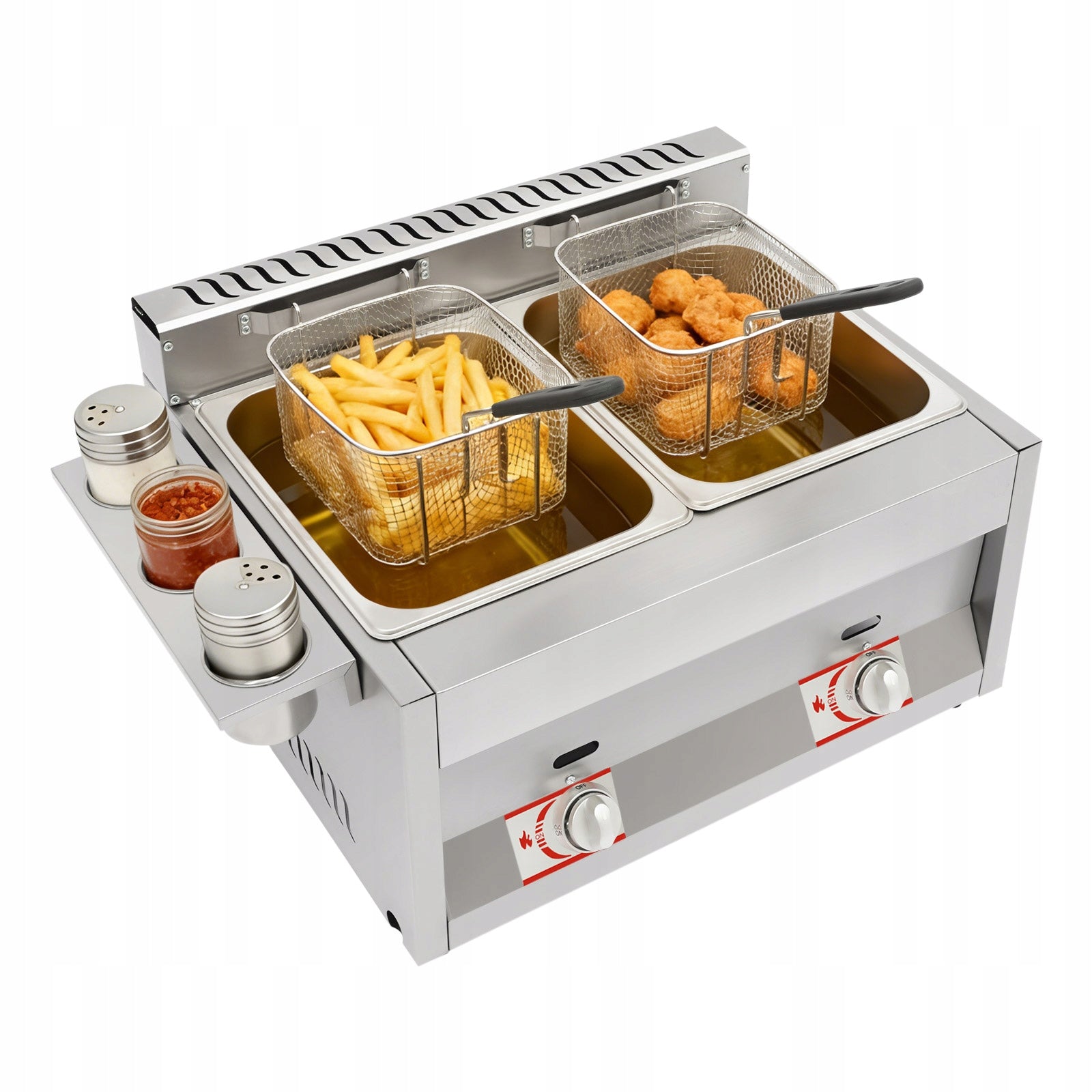 2X 6L DOUBLE COMMERCIAL LPG GAS FRYER STAINLESS STEEL CATERING FRYING TOOL