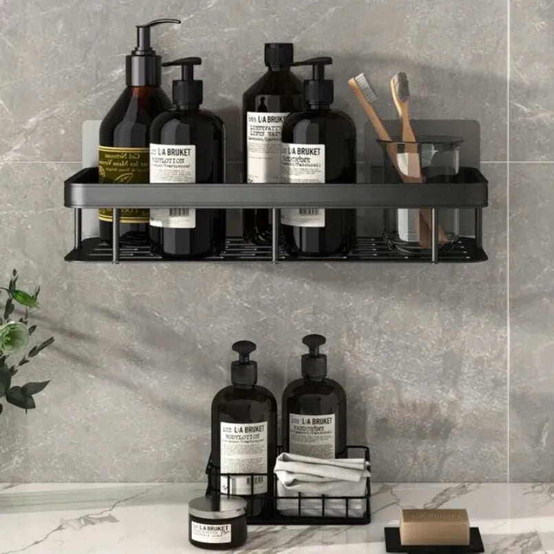 2X BATHROOM SHELF HANGING SHOWER FOR BATHROOM METAL BLACK LOFT Furniture height 5 cm