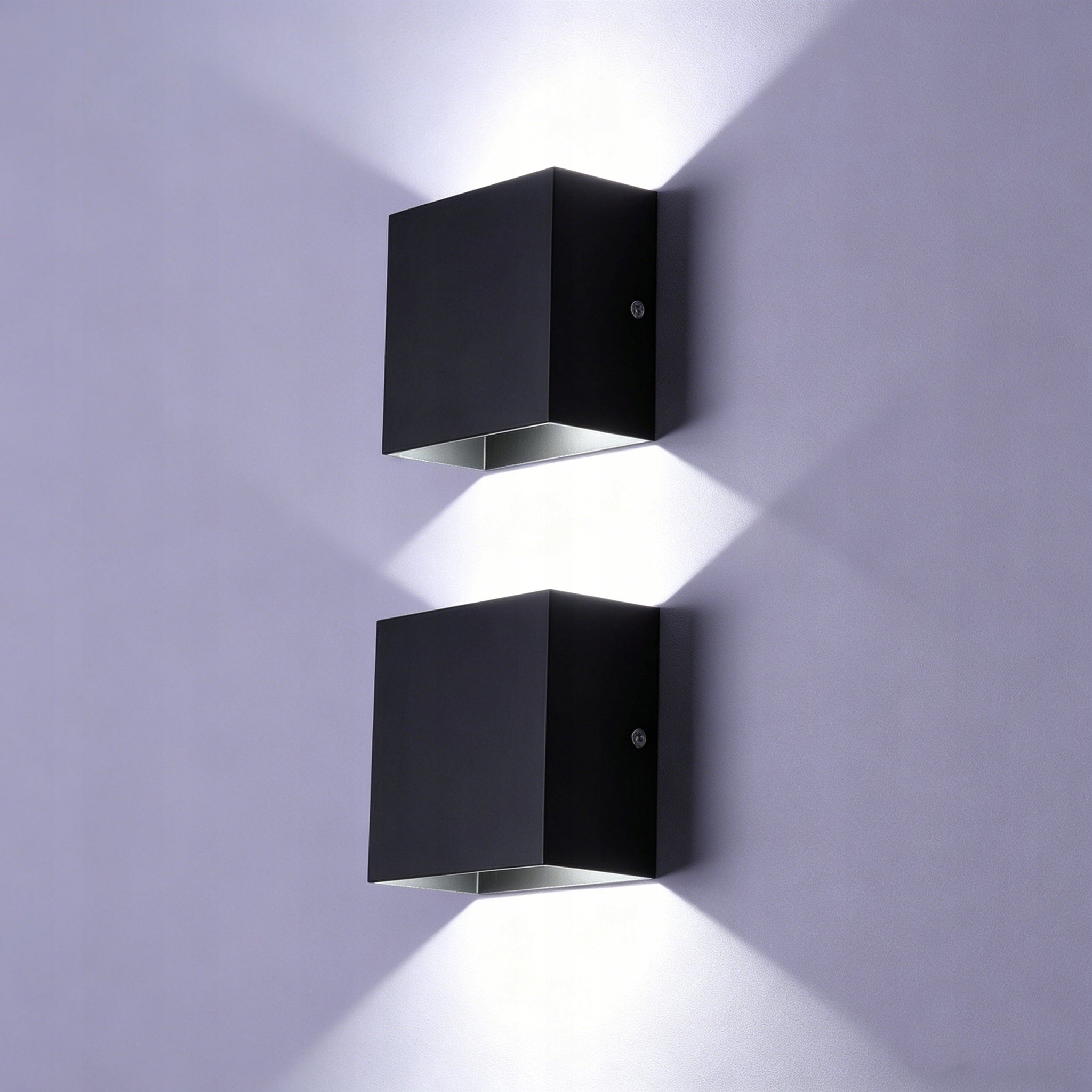 2X Black LED Wall Lamp Living Room Hallway Wall Lamp UP-DOWN, 6W White Cold