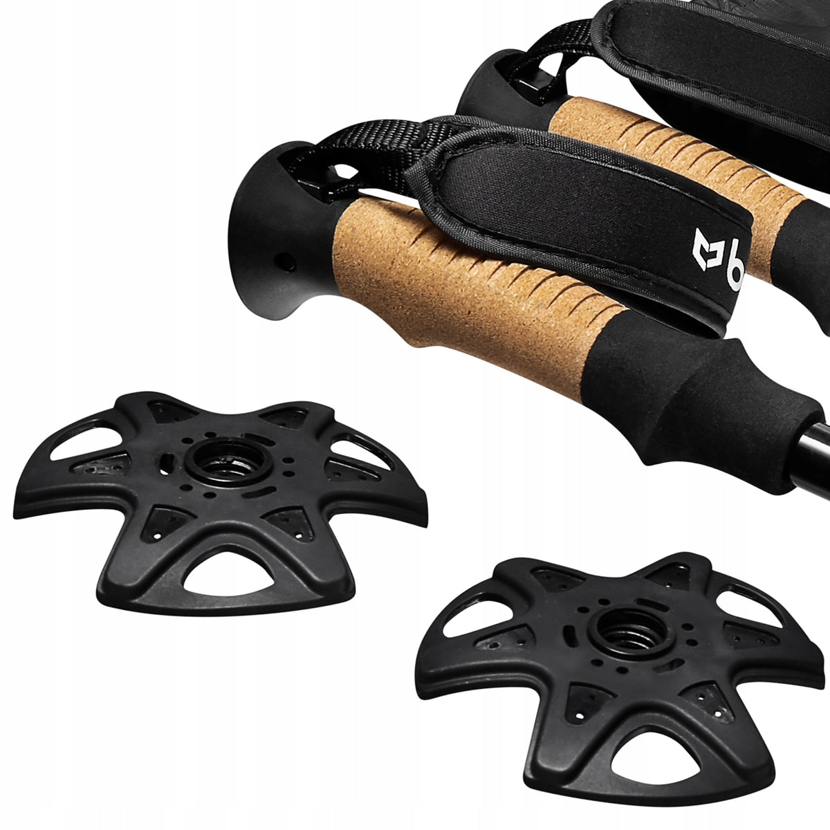 2X CARBON TREKKING POLES BEON CARBON BLACK NORDIC WALKING 222G Brand Beon