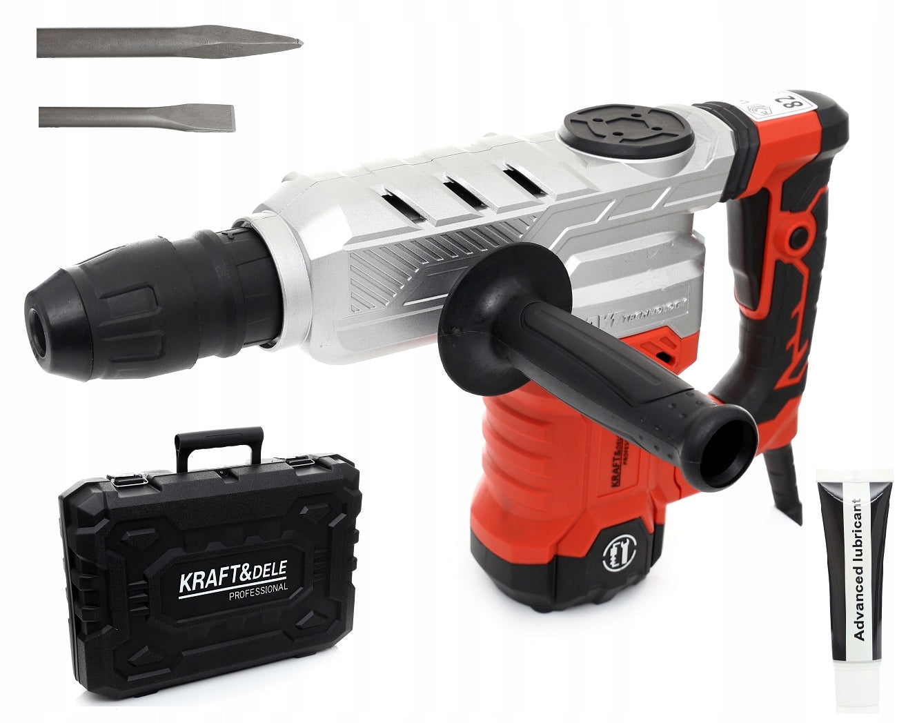 2X Demolition Hammer 2650W SDS-MAX + Suitcase + Chisels + Lubricator Kraft&Del Impact energy 25 J