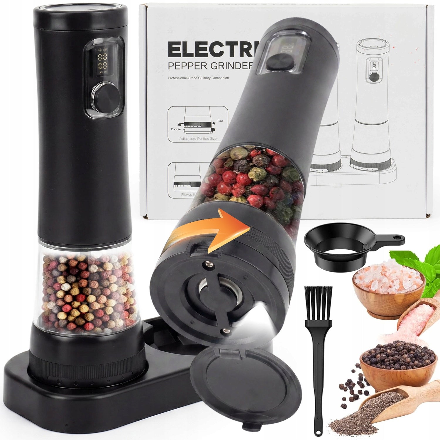 2X ELECTRIC GRINDER FOR PEPPER SALT SPICES ADJUSTABLE GRINDING ARCHER Packaging status original