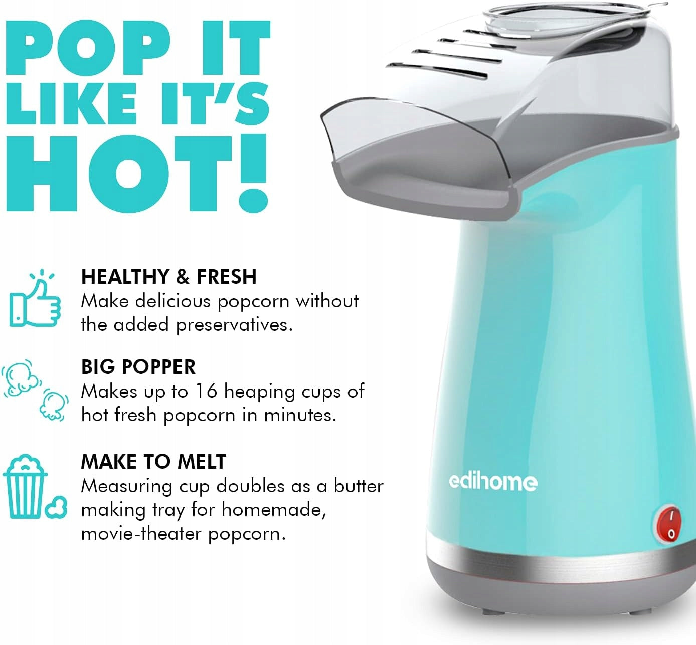 2X ELECTRIC POPCORN MACHINE 1200W FAT FREE WITH MEASURING CUP BLUE Brand no brand