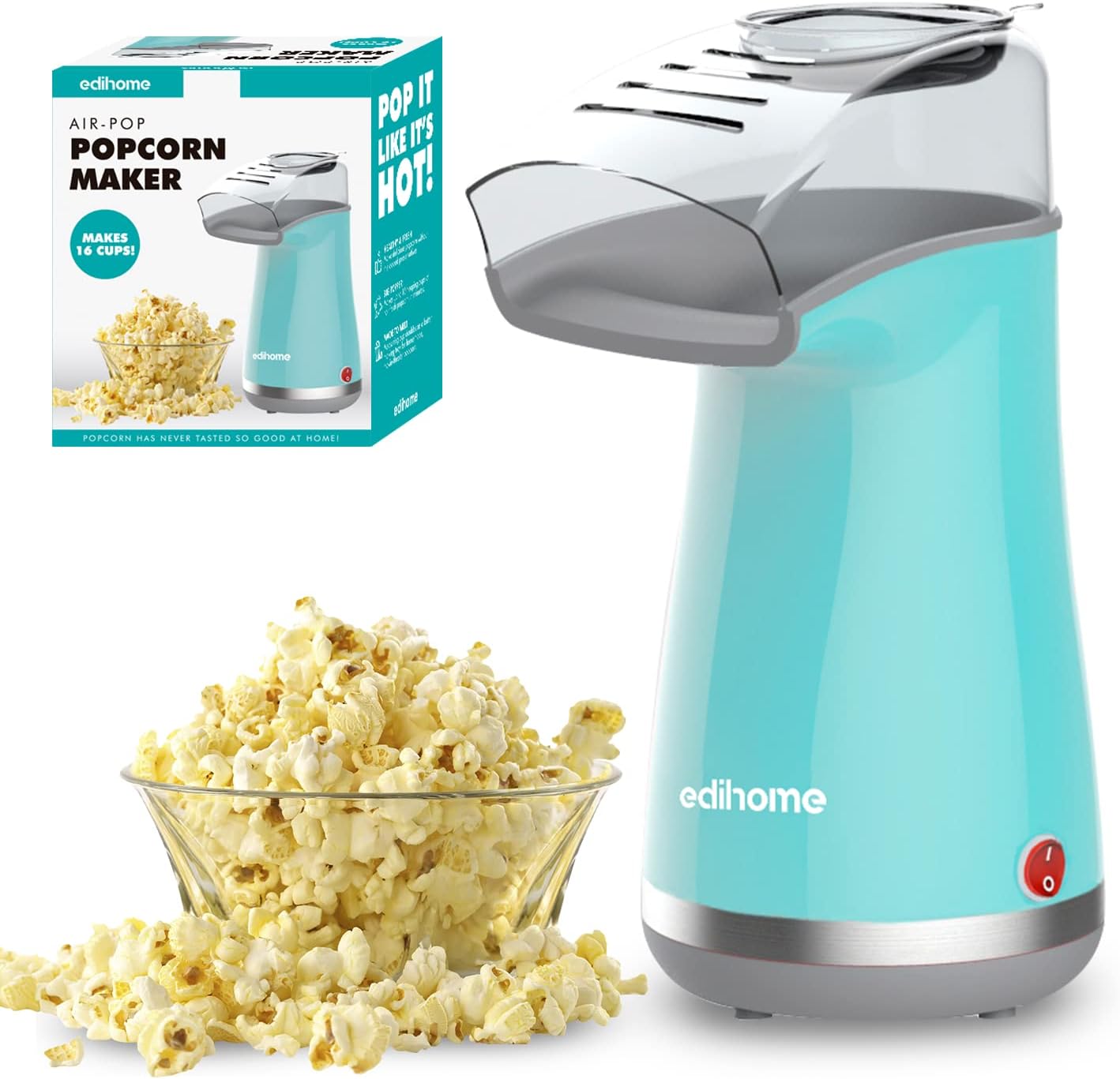 2X ELECTRIC POPCORN MACHINE 1200W FAT FREE WITH MEASURING CUP BLUE