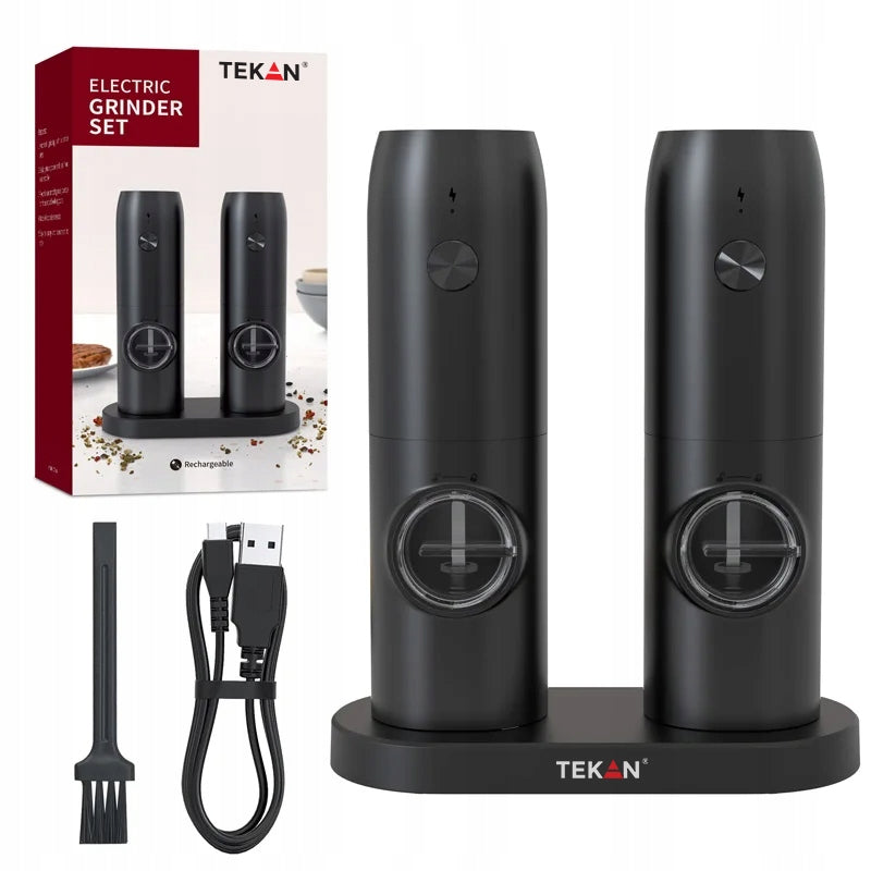 2X ELECTRIC POWERFUL PEPPER SALT GRINDER FOR GIFT WITH CHARGING STATION