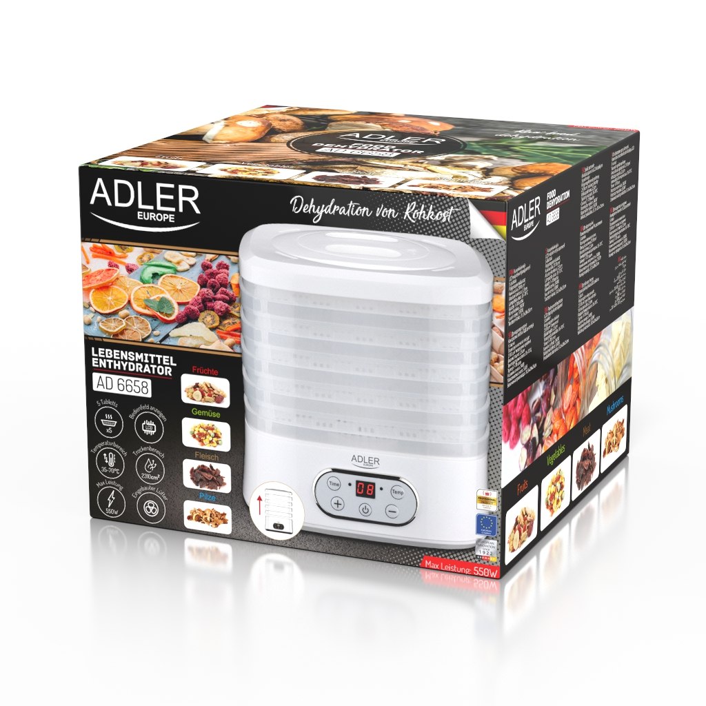 2X FOOD DRYER FOR MUSHROOMS FRUIT VEGETABLES FOOD 5 SIT REGULATION TEM Brand ADLER