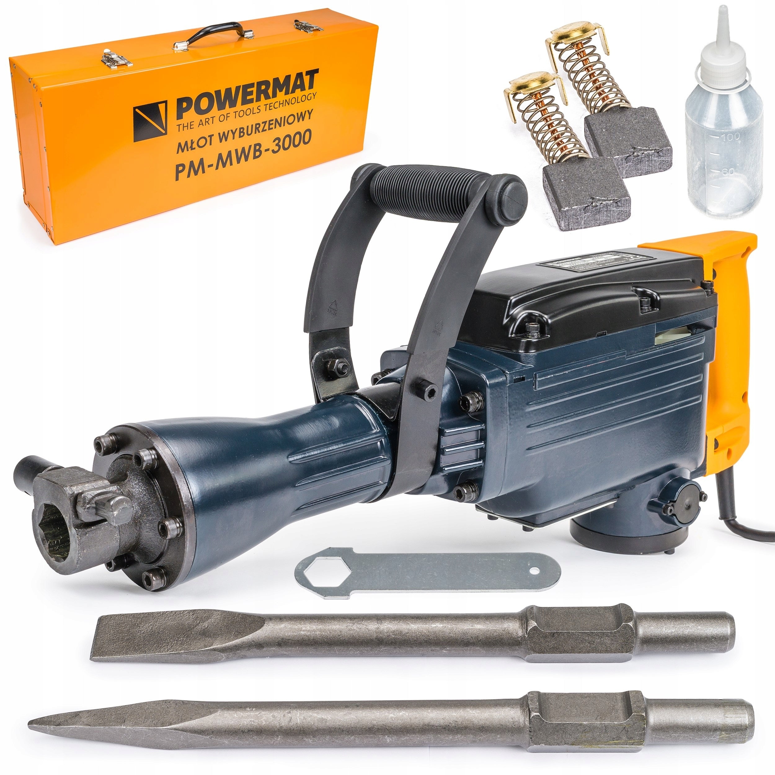 2X IMPACT DEMOLITION HAMMER FOR FORGING 45J HEX 3000W CHISEL CASE SET Impact energy 45 J