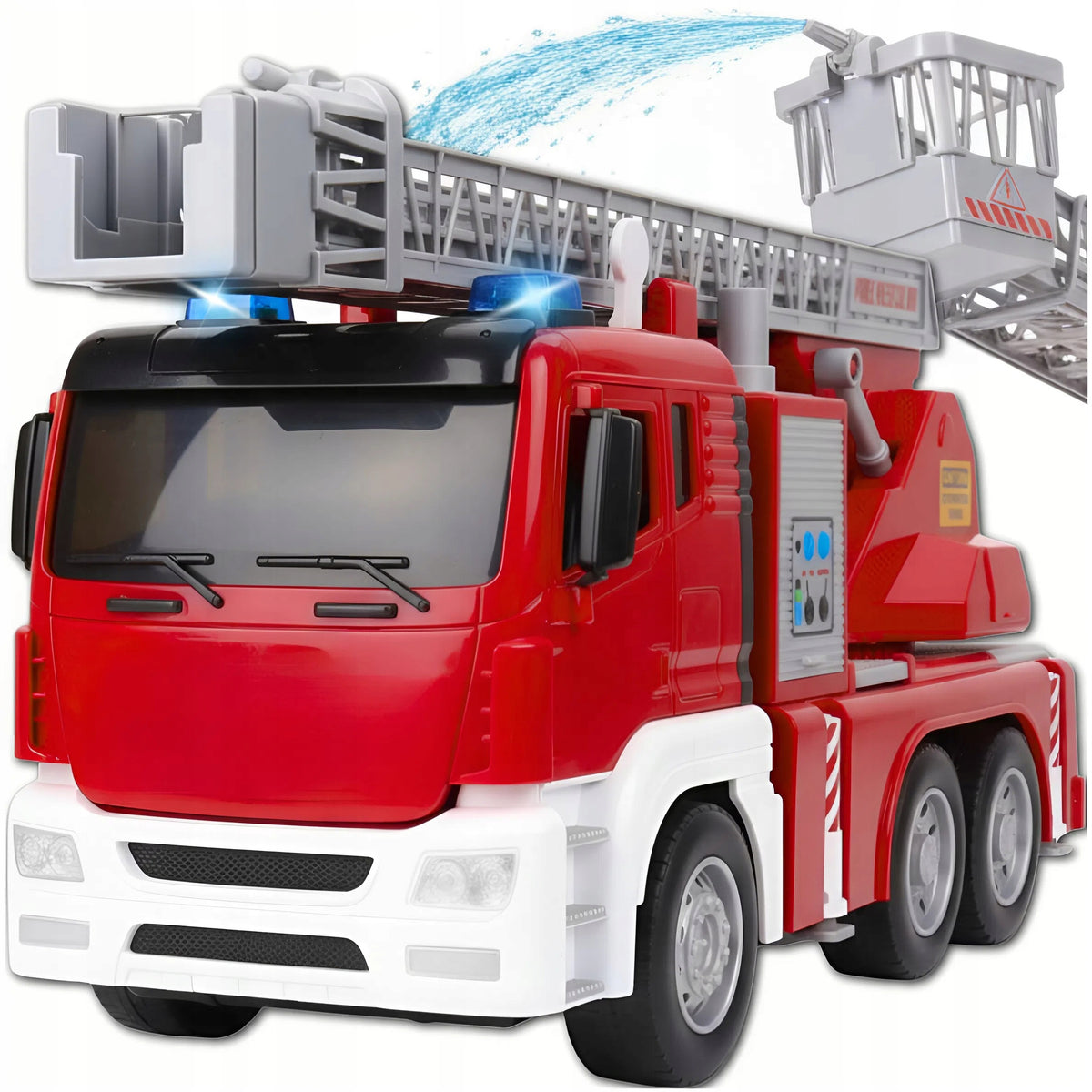 2X LARGE FIRE TRUCK CAR FIRE BRIGADE CAR LIGHT SOUND POURING WATER Brand MEMFLOW