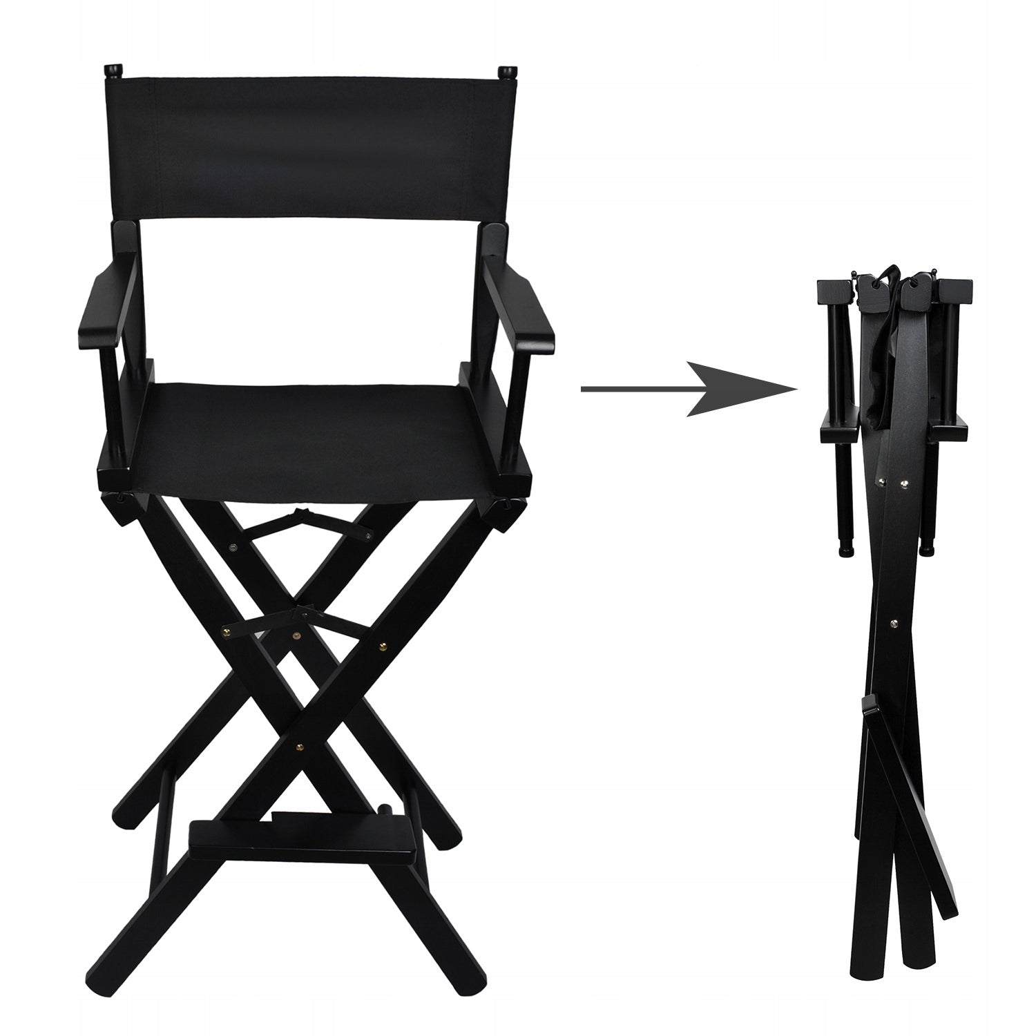 2X Makeup Chair Makeup Folding Cosmetic Make-up Black Wooden Model Krzesło do Makijażu