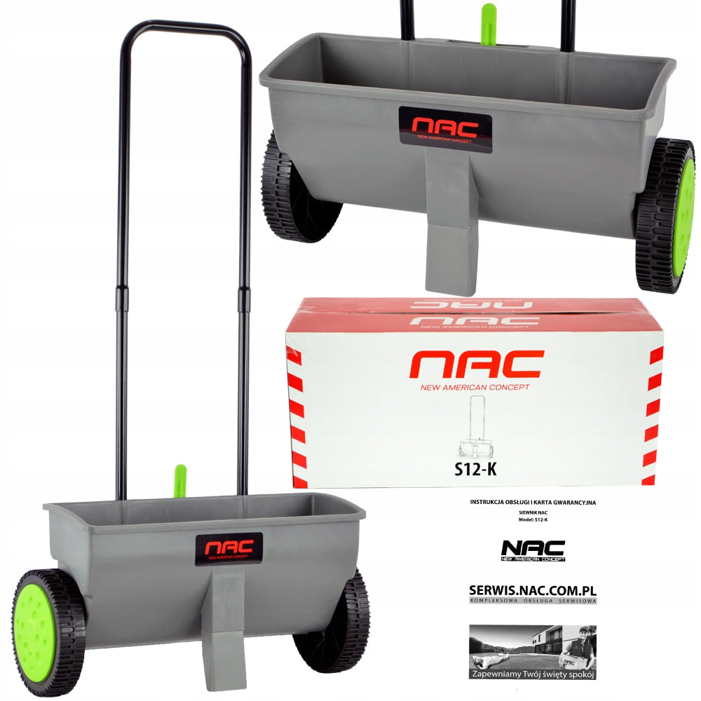 2X NAC SEED DRILL GARDEN SPREADER 12L 450mm S12-K GRASS FERTILIZER SAND NASIO