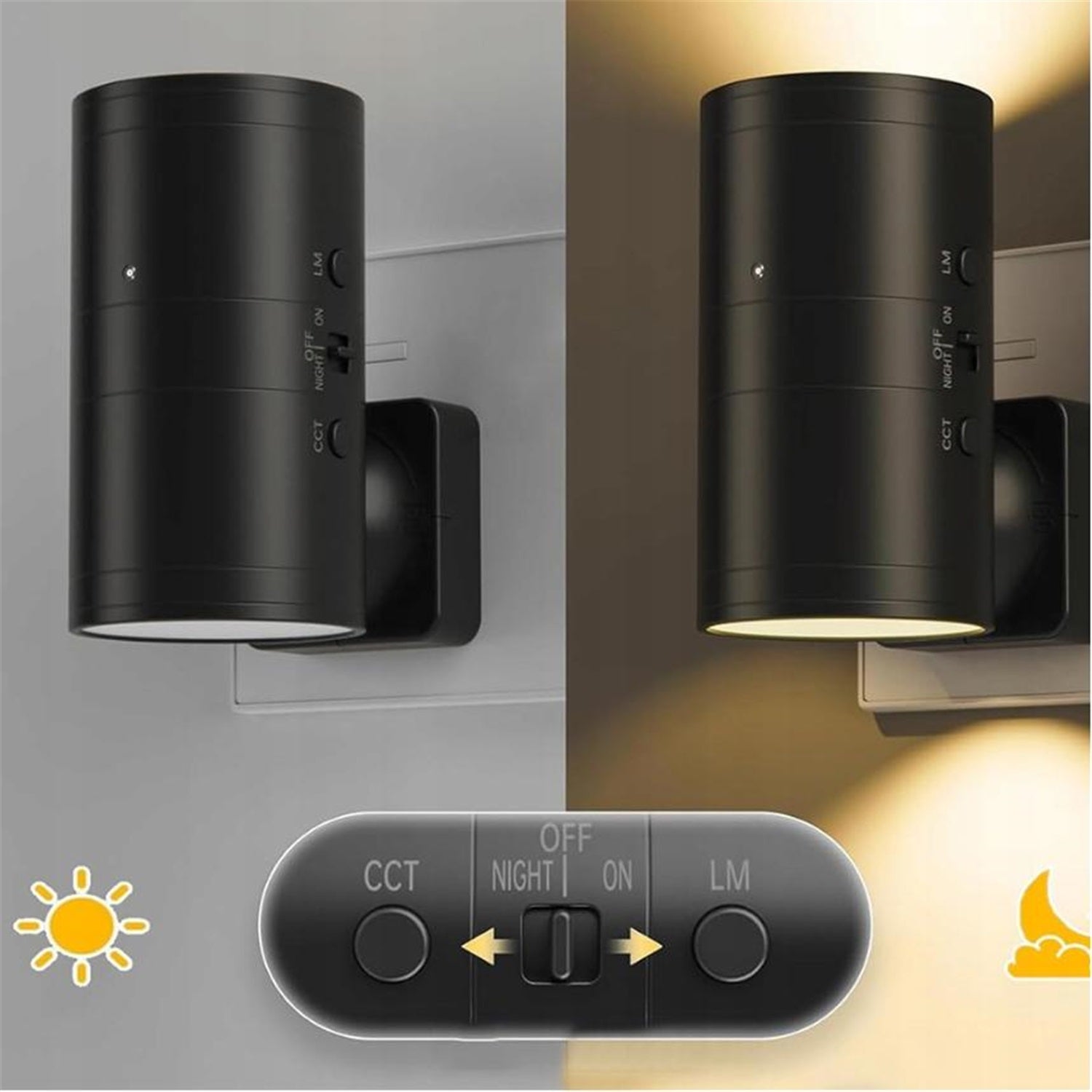 2X NIGHT WALL LAMP FOR 3W OUTLET ENERGY EFFICIENT LED DUSK SENSOR Brand no brand