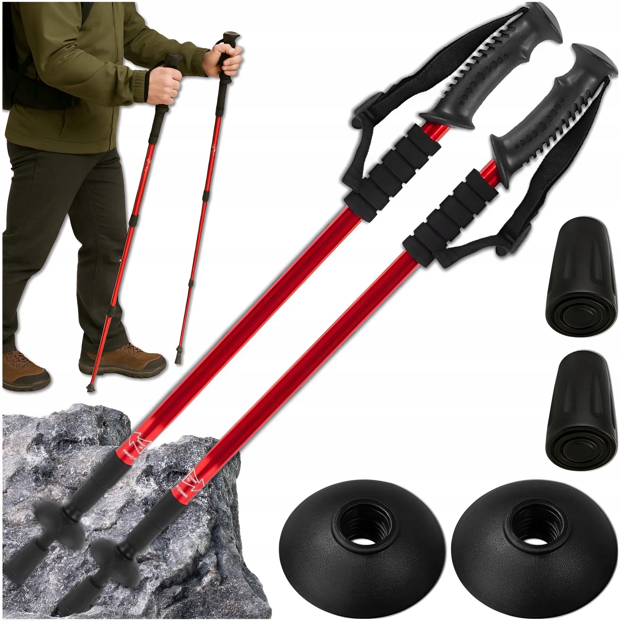 2X NORDIC WALKING POLES FOLDING POLES ADJUSTABLE FOR TELESCOPIC WALKING
