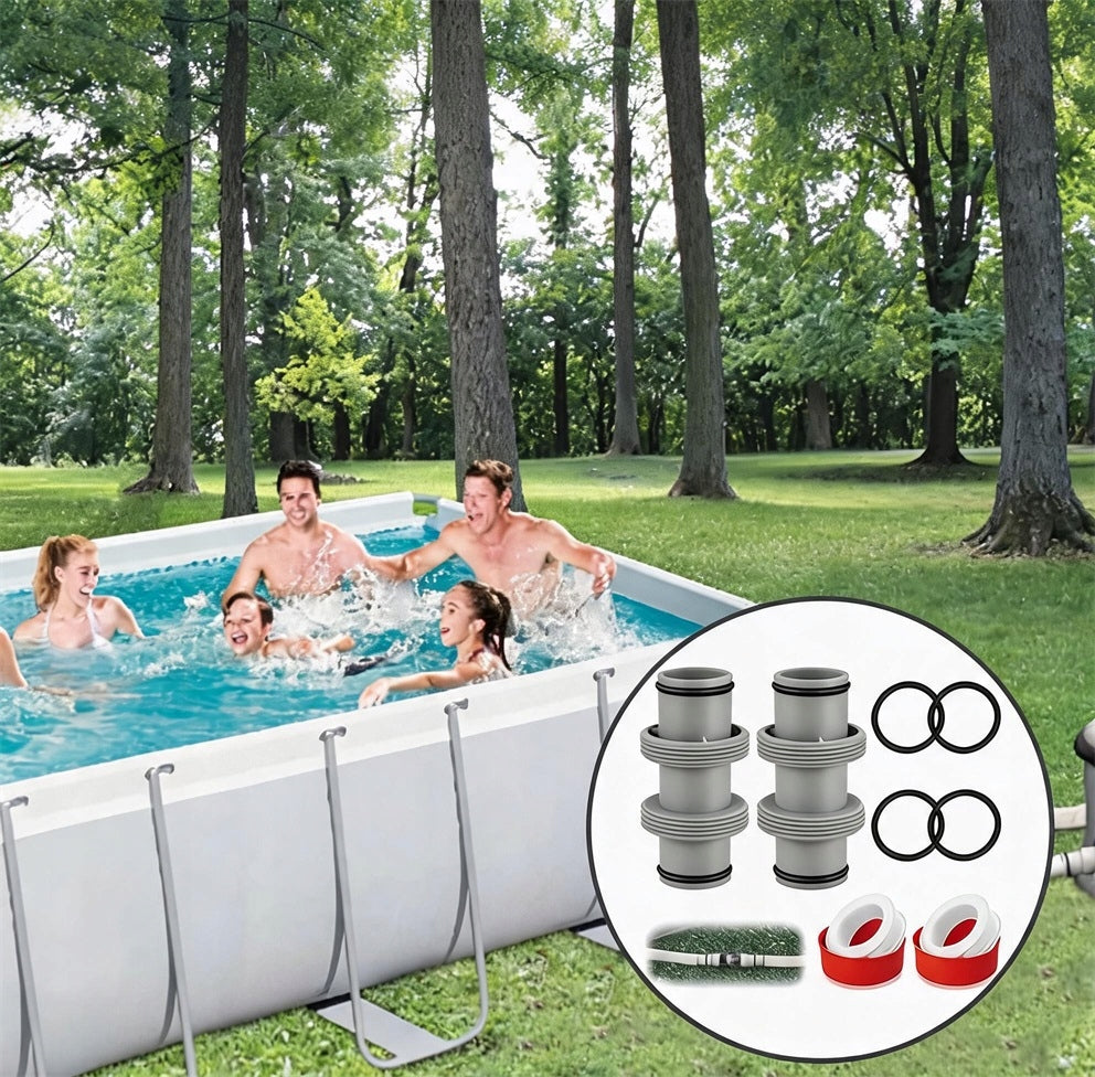 2X POOL PIPE HOSE CONNECTORS DURABLE 38MM HOSE ADAPTER + 2 SEALS Manufacturer no brand