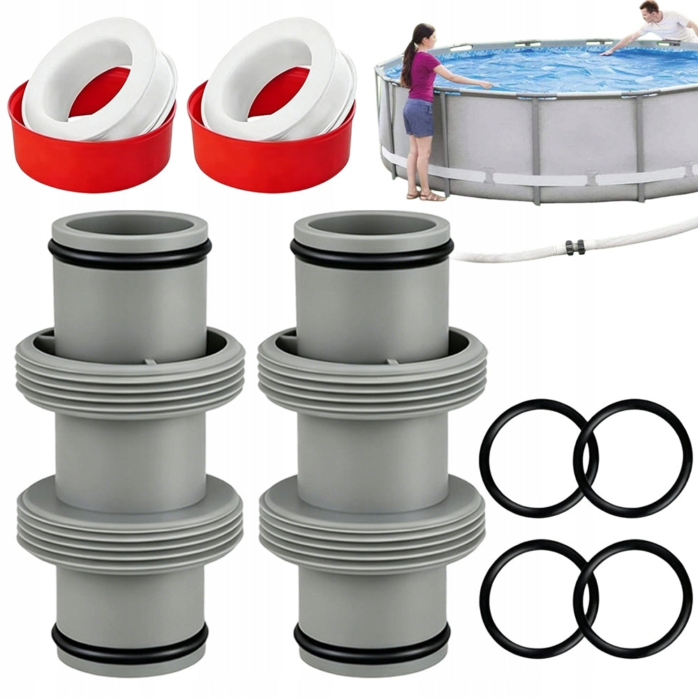 2X POOL PIPE HOSE CONNECTORS DURABLE 38MM HOSE ADAPTER + 2 SEALS