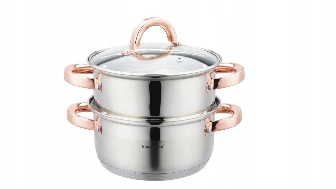 2X POT FOR STEAM KLAUSBERG 3 ELEMENT. 18cm KB-7725 ROSE GOLD