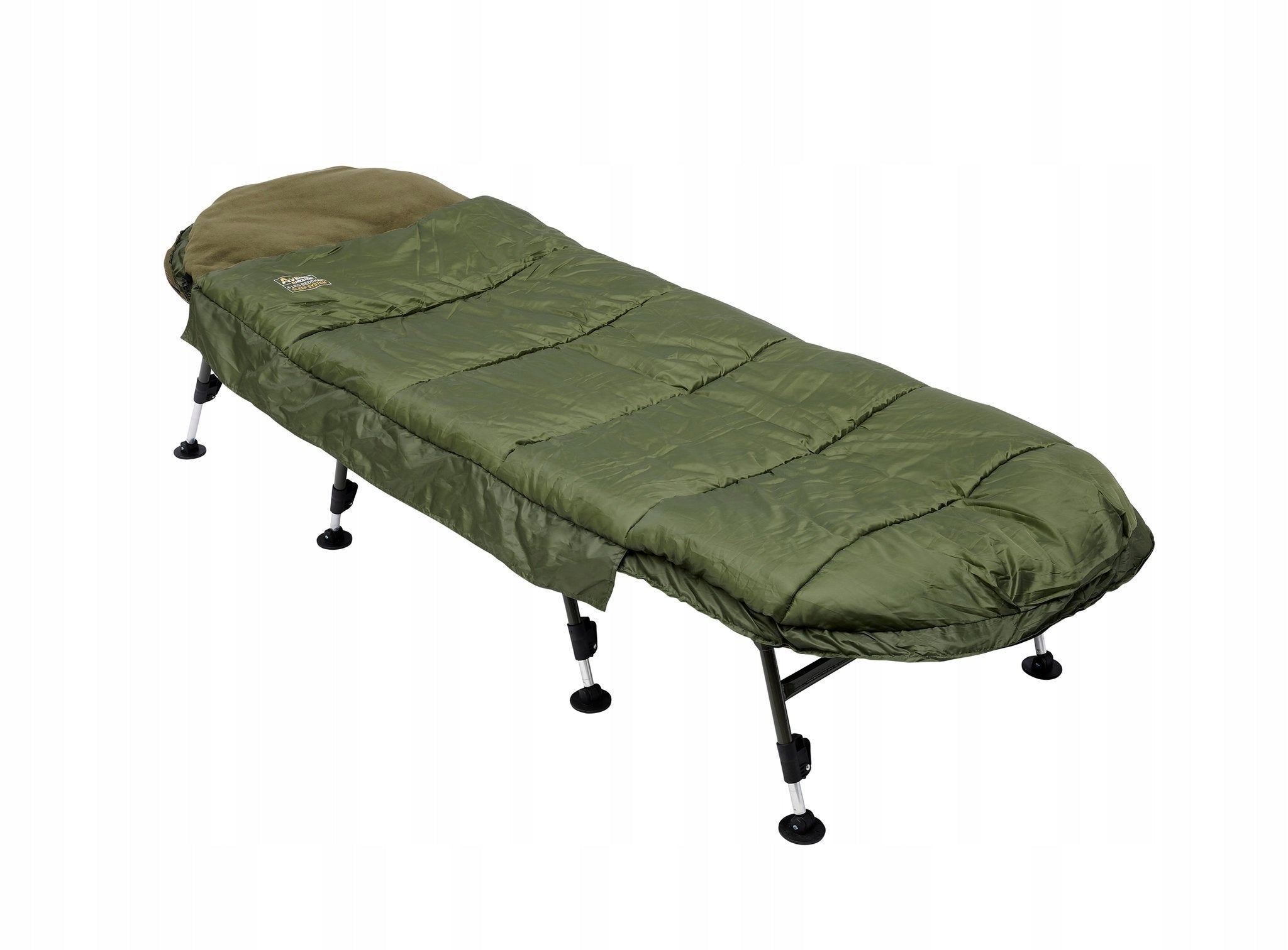2X PROLOGIC CARP BED WITH SLEEPING BAG AVENGER BEDCHAIR 8 LEGS 120KG