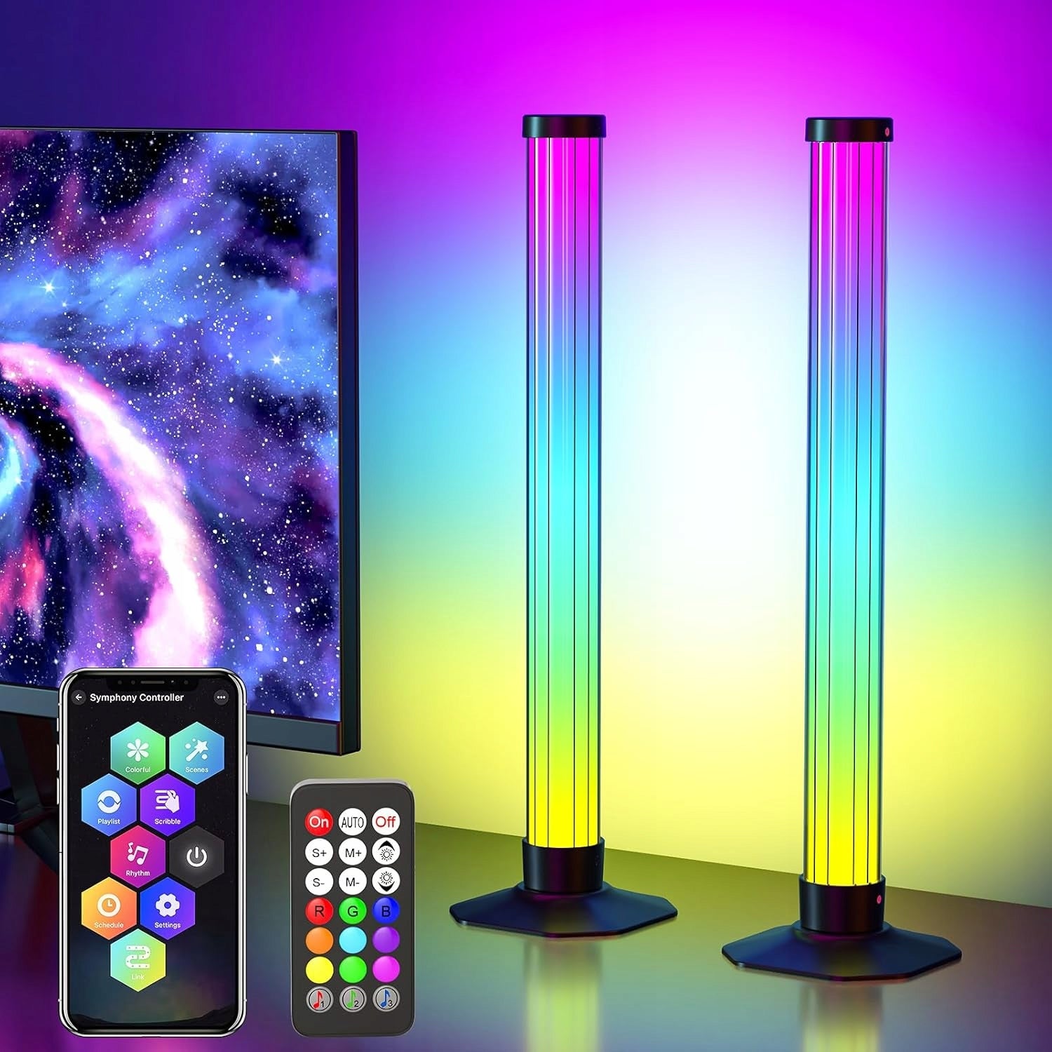 2X SMART LIGHT STRIPS FOR TV PC LED DESK LAMP RGB GAMING Packaging status original