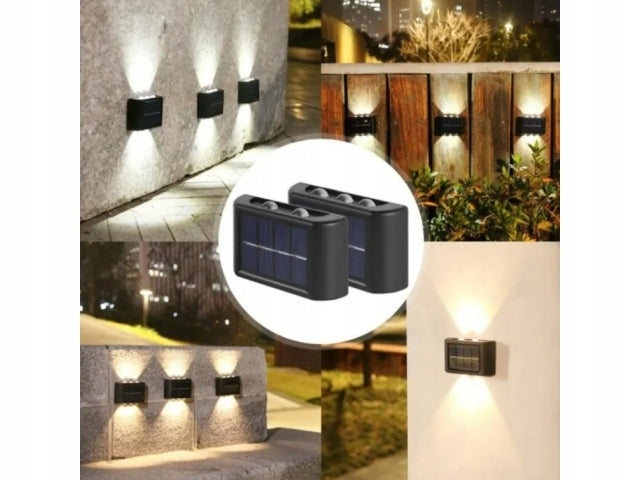 2X SOLAR LAMP FACADE WALL LAMP HALOGEN LED SOLAR FOR ELEVATION DECORA Packaging status original