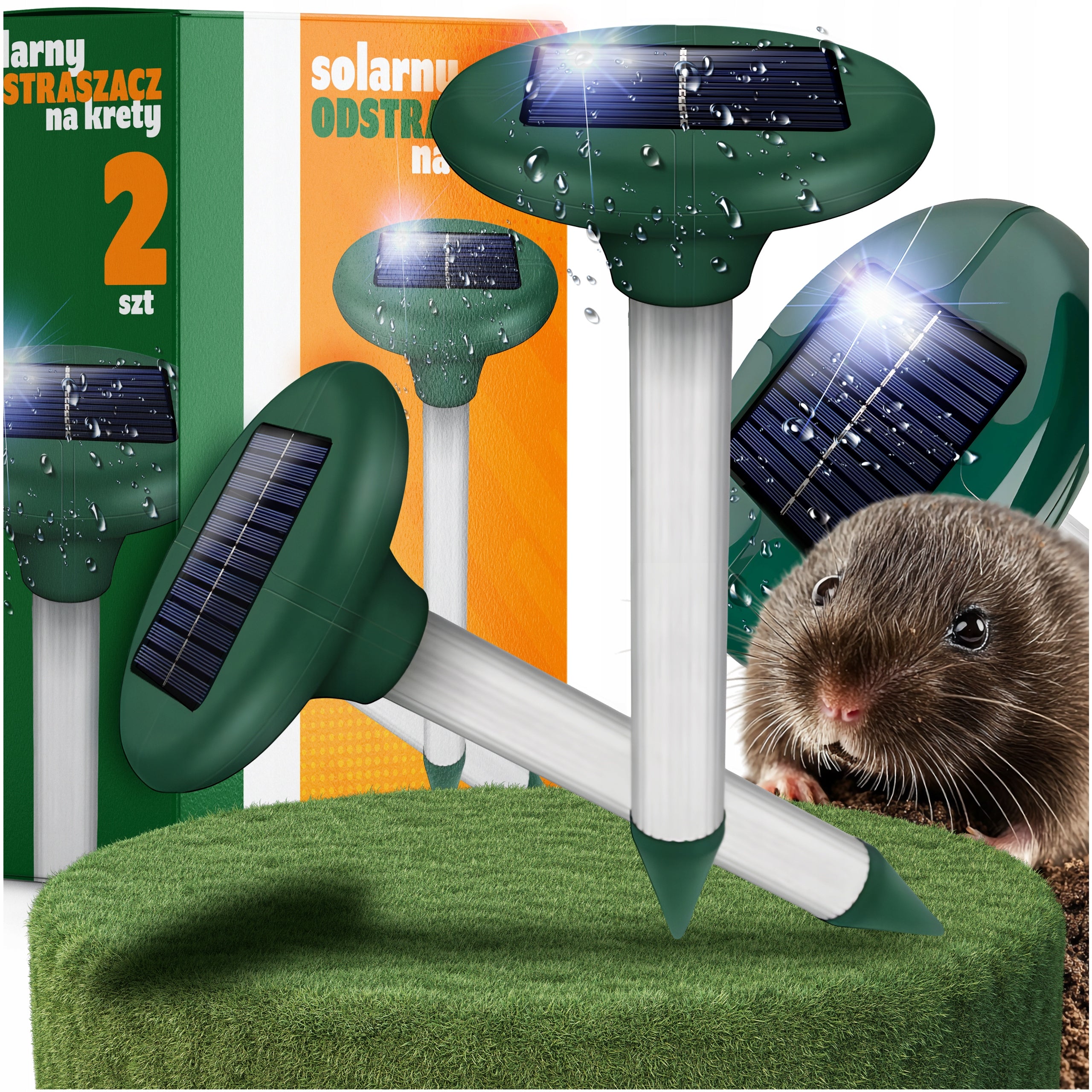 2X STRONG DETERRENT FOR MOLES VOLES MARTENS SOLAR RODENTS 1700m²