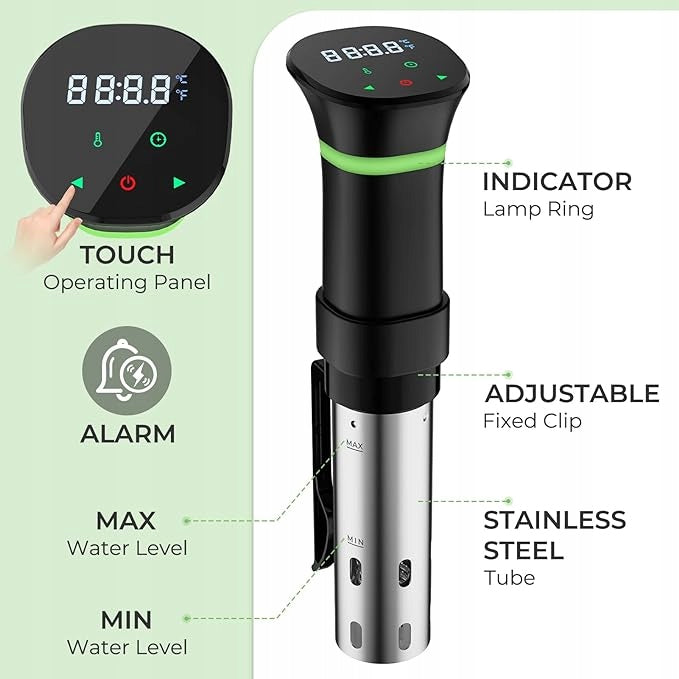 2X Sous Vide Stick with Touch Operation, Cooking Pot with Display Brand no brand