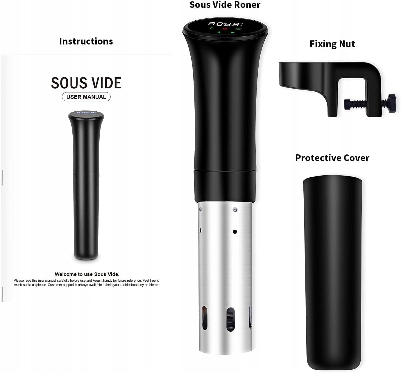 2X Sous-vide, precision pot, immersion circulator, quiet wo circulation Model BH1100WK