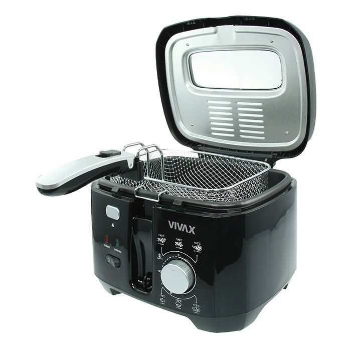 2X TRADITIONAL OIL AIR FRYER VIVAX DF-1800B BLACK 1800W 2.5L Brand Vivax