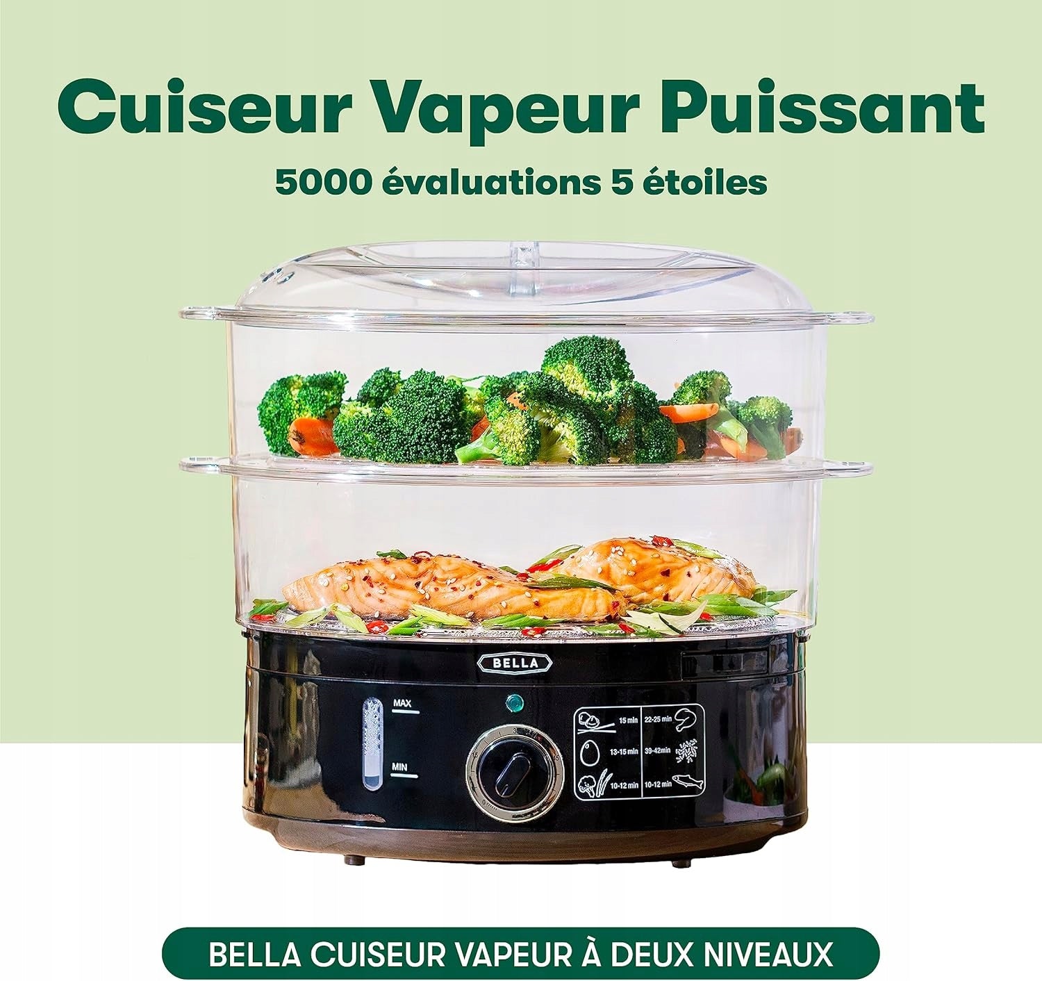 2X TWO-LEVEL ELECTRIC STEAMER 7L WITH AUTOMATIC SHUTDOWN Brand no brand