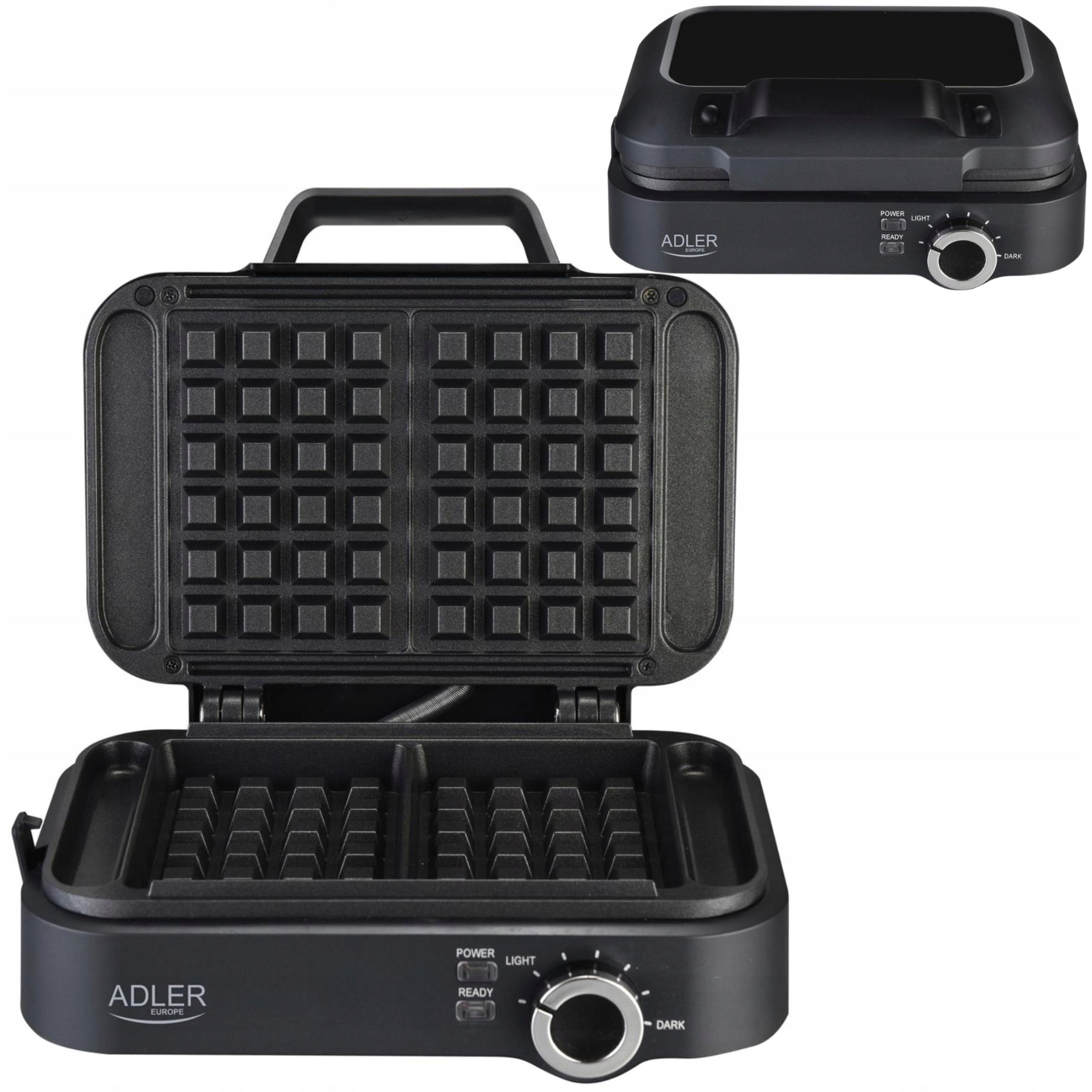 2X WAFFLE IRON 2000W XXL 2 LARGE WAFFLES TEMPERATURE CONTROL NON-STICK STRONG Brand ADLER