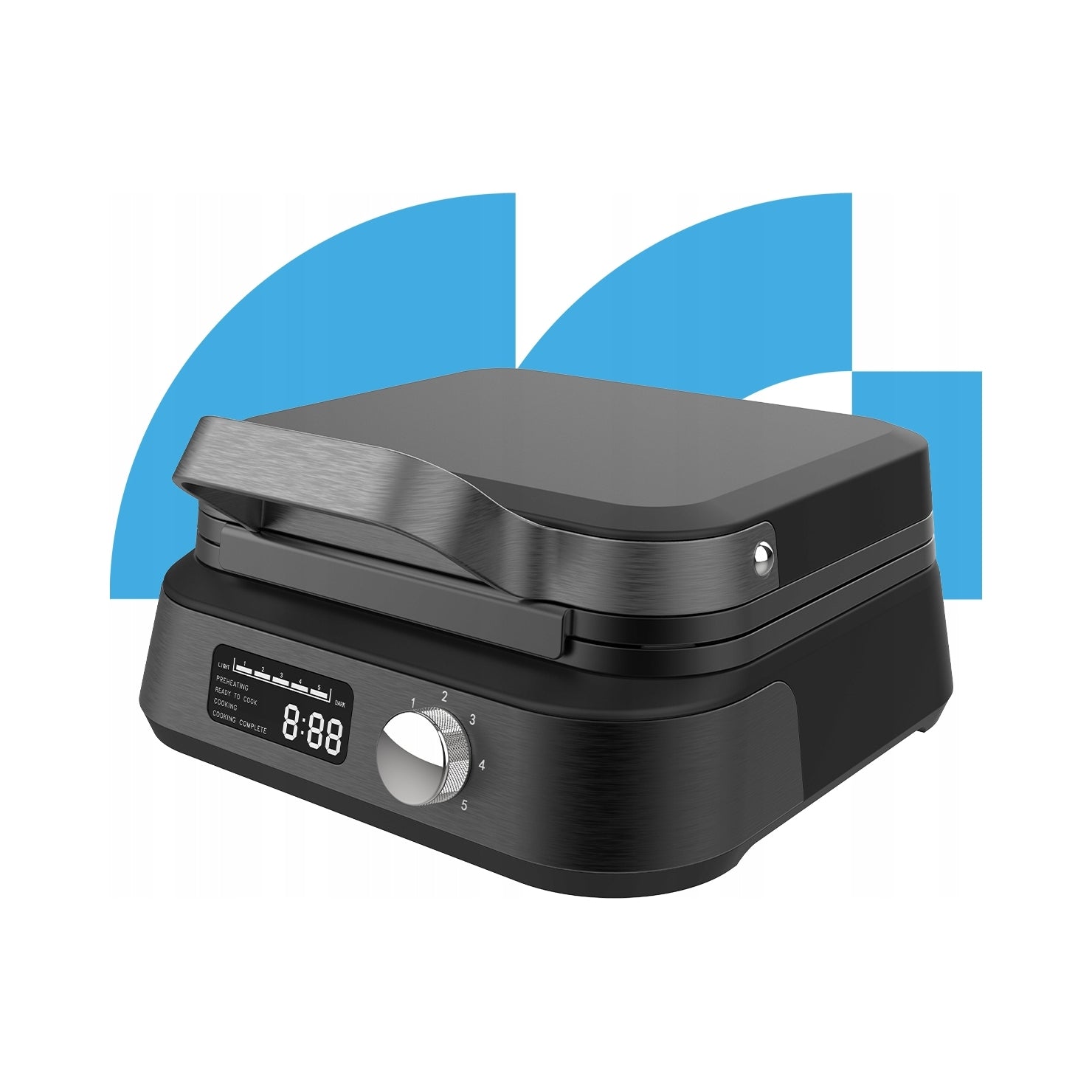 2X WAFFLE MAKER LARGE WAFFLE TEMPERATURE CONTROL SOUND STRONG 2200W DISPLAYS