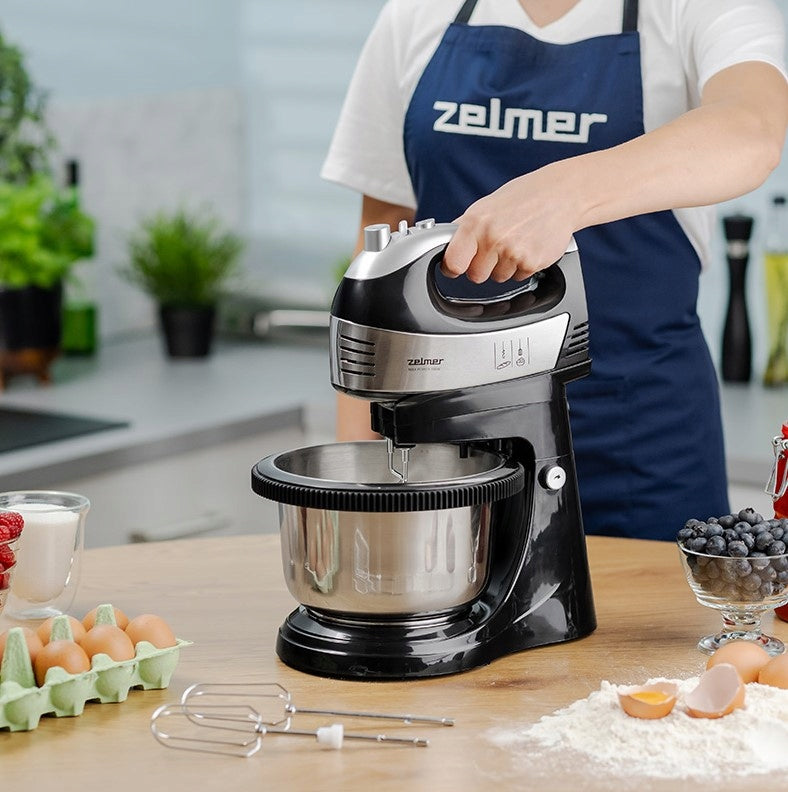 2X ZELMER HAND MIXER FOOD PROCESSOR ZHM2459BS WITH ROTATING BOWL 700W BLACK Dominant color black