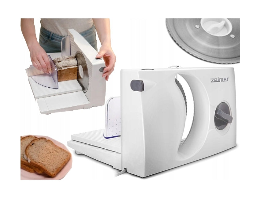 2X ZELMER Slicer for bread sausages ZFS0916 150W WHITE ADJUSTMENT Brand Zelmer