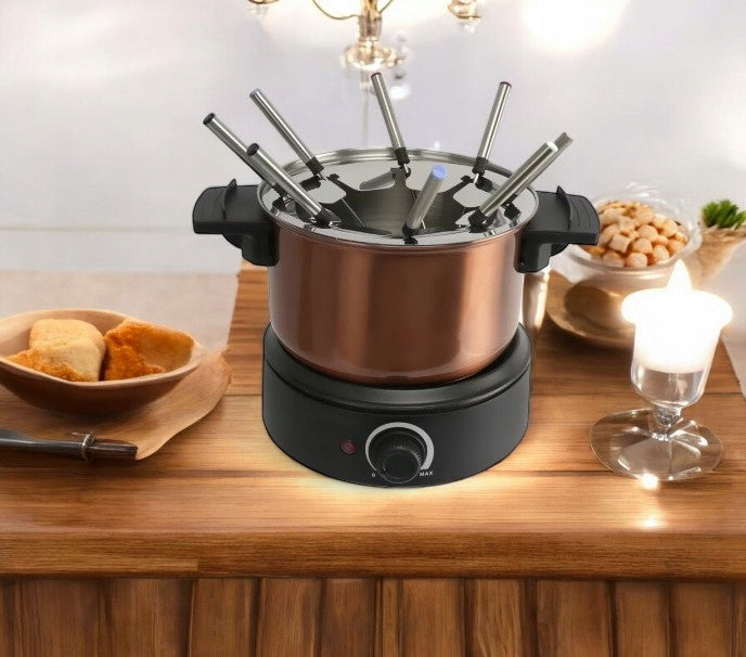 2X fondue set for 8 people, 1400 W, temperature control, 1,2 l Capacity 3 l