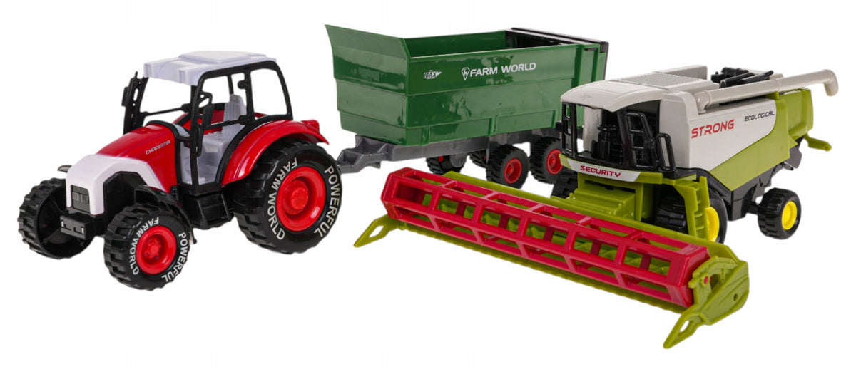 2X set AGRICULTURAL VEHICLES toy for children METAL: TRACTOR + HARVESTER Brand no brand