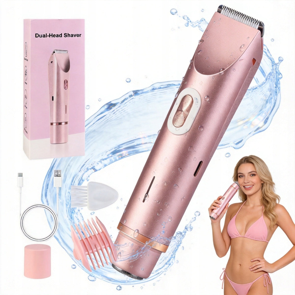 2in1 Bikini Trimmer for Women for Intimate Areas, Electric Shaver