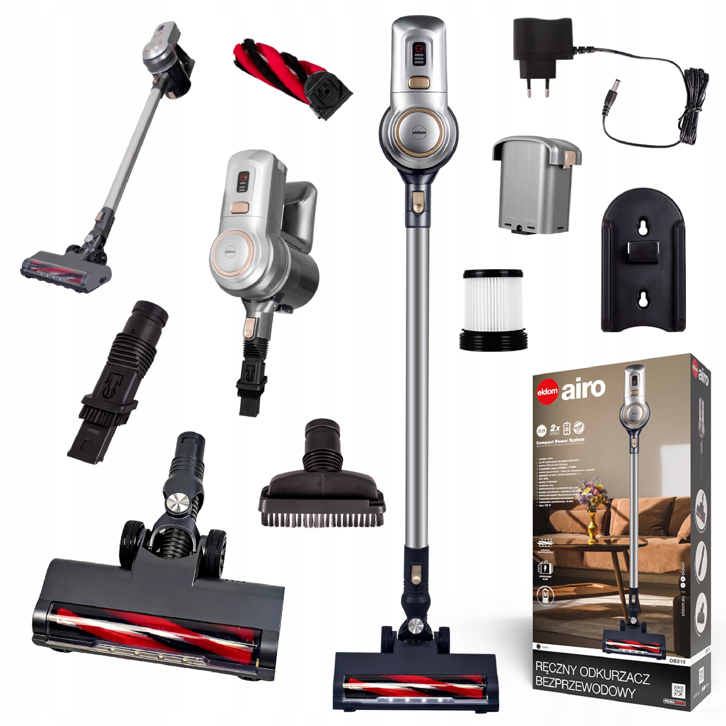 2in1 CORDLESS HEPA LED VERTICAL VACUUM CLEANER OB210 ELDOM
