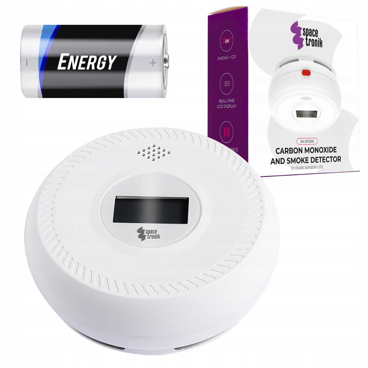 2in1 Chad and Smoke Sensor LIFESPAN 10 YEARS Spacetronik carbon monoxide detector