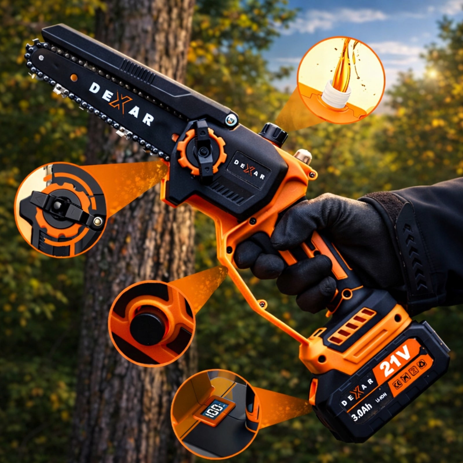 2in1 Cordless Chainsaw ON BOOM Electric Brushless European emissions standard EURO 6